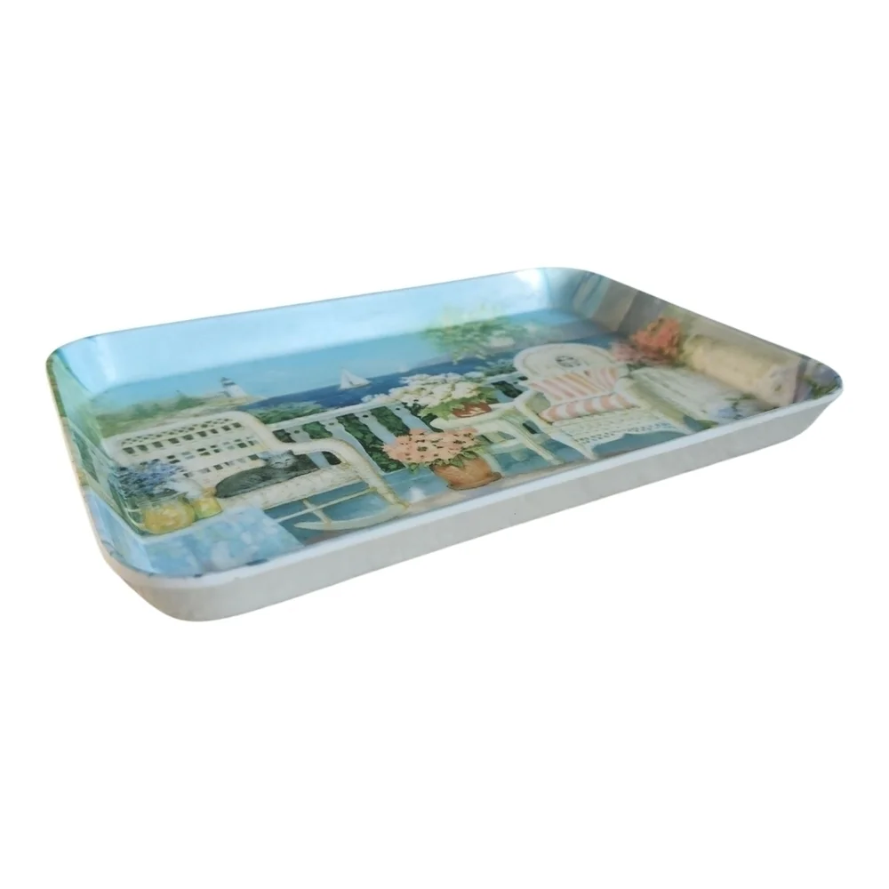 Vintage Melplus Monza Melamine Tray Set Coastal Grandma Aesthetic Made in Italy